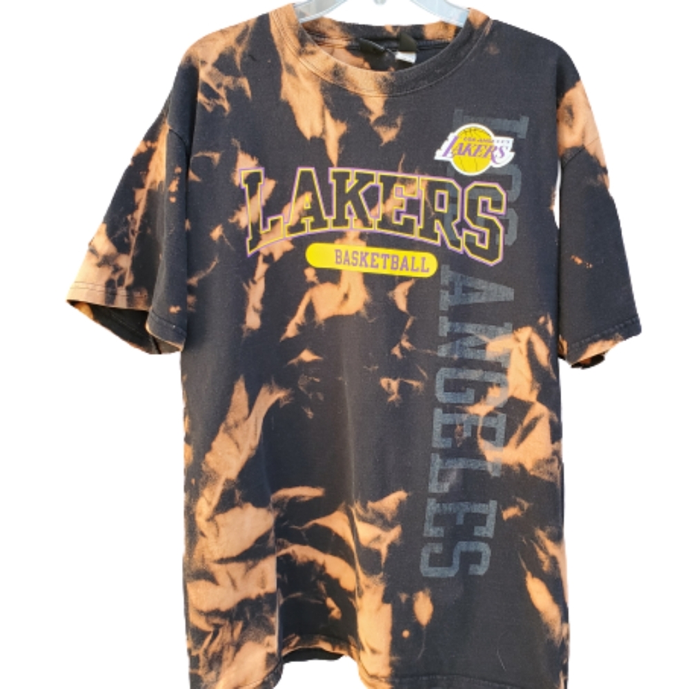 LA Lakers custom hand made reverse dye XL tee